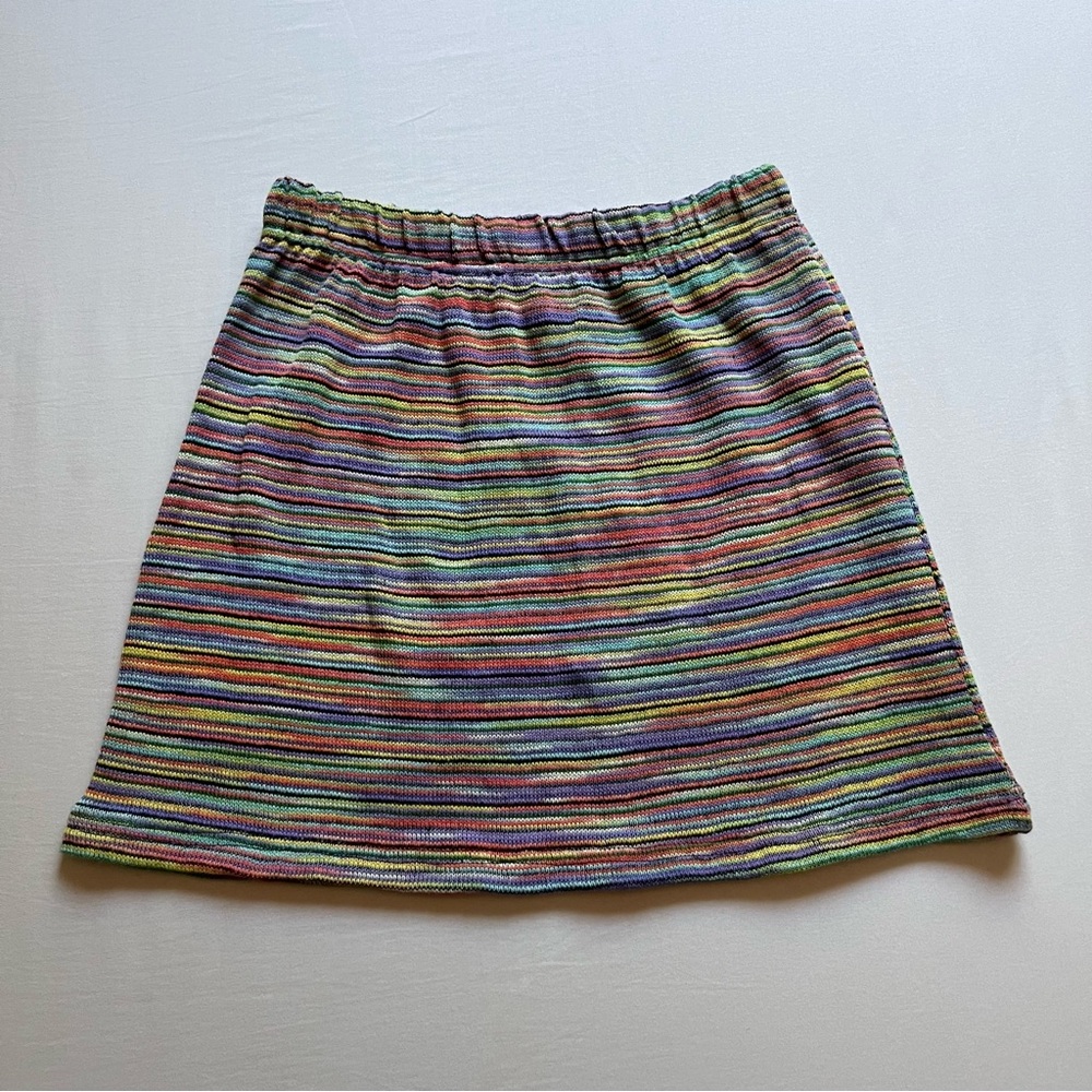 NWT TREE OF LIFE rainbow stripe space knit elastic waist open mini‎ skirt